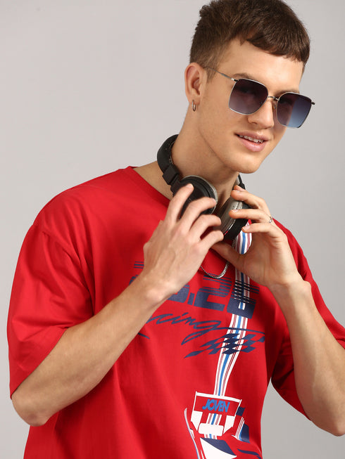 Red Oversized Printed T-shirt